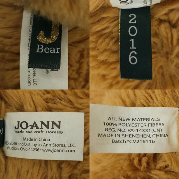 J Bear Ollie Plush Plaid Scarf 16" Teddy Bear Stuffed Animal Toy 2016 Jo-Ann - Picture 8 of 13